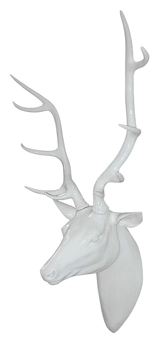 Resin Wall Hanging Stag head With Antler White Finish